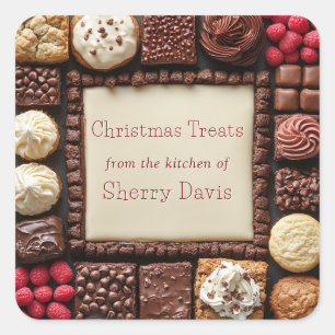 Weihnachtskekse Süßigkeiten Brownies Cupcakes Quadratischer Aufkleber