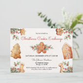 Weihnachtskekse tauschen niedliche Lebkuchengebäck Einladung (Stehend Vorderseite)