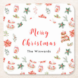 Weihnachtskekse und Blattrot Rechteckiger Pappuntersetzer