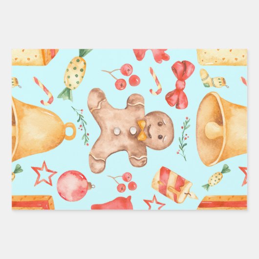 Weihnachtskekse und Bonbons Geschenkpapier Set (Vorderseite 2)