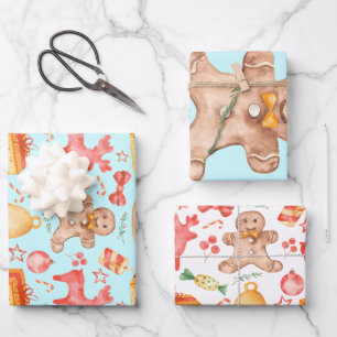 Weihnachtskekse und Bonbons Geschenkpapier Set