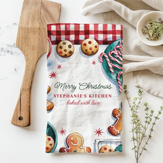 Weihnachtskekse und Candy Canes Personalisiert Geschirrtuch