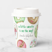 Weihnachtskekse und Donuts Babydusche Pappbecher (Rückseite)