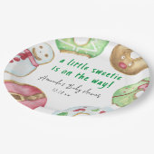 Weihnachtskekse und Donuts Babydusche Pappteller (Schrägansicht)