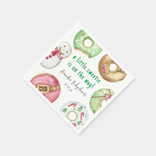 Weihnachtskekse und Donuts Babydusche Serviette (Ecke)