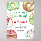 Weihnachtskekse und Donuts Begrüßung der Babydusch Poster (Vorne)