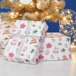Weihnachtskekse und Foliage Pink Geschenkpapier