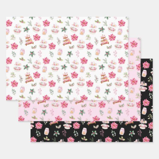 Weihnachtskekse und Foliage Pink Geschenkpapier Set (Set)