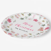 Weihnachtskekse und Foliage Pink Pappteller (Schrägansicht)