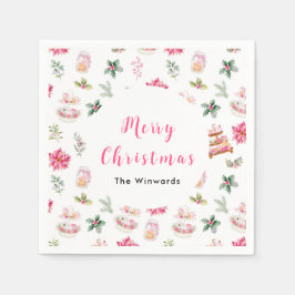Weihnachtskekse und Foliage Pink Serviette