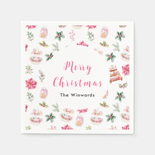 Weihnachtskekse und Foliage Pink Serviette (Vorderseite)