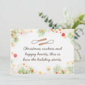 Weihnachtskekse und Happy Hearts Weihnachtskarte Einladung (Stehend Vorderseite)