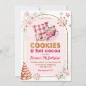 Weihnachtskekse und heiße Kakaomädchen Geburtstag Einladung (Vorderseite)