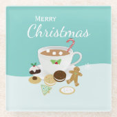 Weihnachtskekse und heiße Schokolade Glasuntersetzer (Vorderseite)