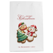 Weihnachtskekse und Individuelle Name Weiß Mittlere Geschenktüte (Vorderseite)