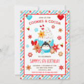 Weihnachtskekse und Kakao Geburtstag Blau Einladung (Vorderseite)