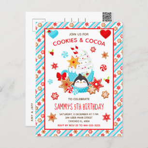 Weihnachtskekse und Kakao Geburtstag Blau Postkarte