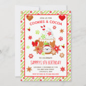 Weihnachtskekse und Kakao Geburtstag Grün Einladung (Vorderseite)