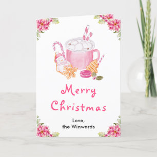 Weihnachtskekse und Kakao Rosa Frohe Weihnachten