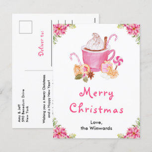 Weihnachtskekse und Kakao Rosa Frohe Weihnachten