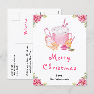 Weihnachtskekse und Kakao Rosa Frohe Weihnachten