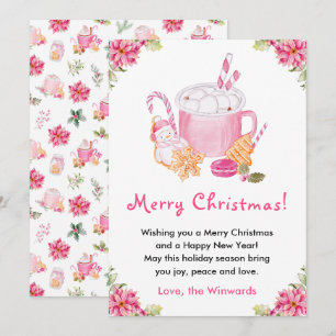 Weihnachtskekse und Kakao Rosa Frohe Weihnachten