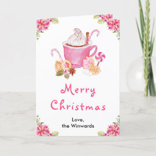 Weihnachtskekse und Kakao Rosa Frohe Weihnachten