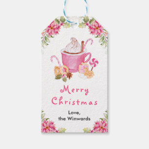 Weihnachtskekse und Kakao Rosa Frohe Weihnachten Geschenkanhänger
