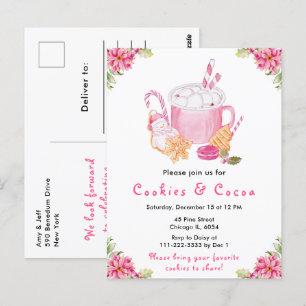 Weihnachtskekse und Kakao Rosa Postkarte