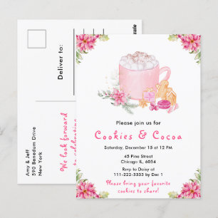 Weihnachtskekse und Kakao Rosa Postkarte