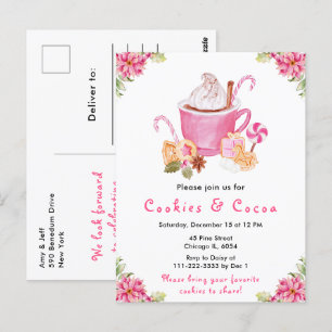 Weihnachtskekse und Kakao Rosa Postkarte