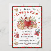 Weihnachtskekse und Kakao zum Geburtstag Einladung (Vorderseite)