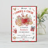 Weihnachtskekse und Kakao zum Geburtstag Einladung (Stehend Vorderseite)