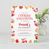 Weihnachtskekse und Kakao zum Geburtstag Einladung (Stehend Vorderseite)