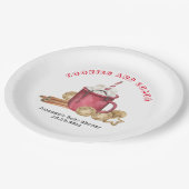 Weihnachtskekse und Kakaodusche Pappteller (Schrägansicht)