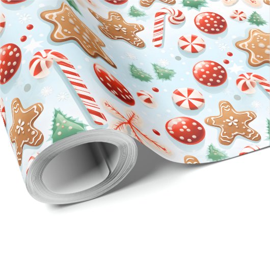 Weihnachtskekse und -kandies geschenkpapier (Rolleneckpunkt)
