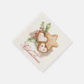 Weihnachtskekse und Pine weiß Frohe Weihnachten Serviette (Ecke)