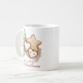 Weihnachtskekse und Pine White Frohe Weihnachten Kaffeetasse (Vorderseite Links)