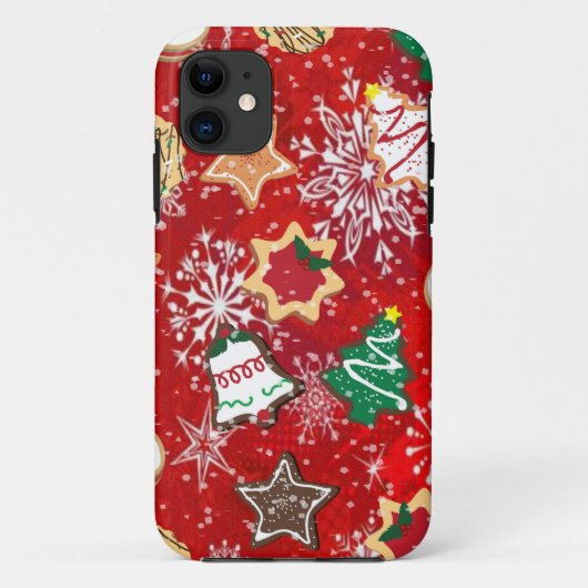 Weihnachtskekse und Schneeflocken auf Rot Case-Mate iPhone Hülle (Rückseite)