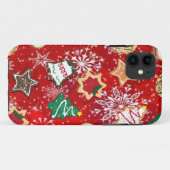 Weihnachtskekse und Schneeflocken auf Rot Case-Mate iPhone Hülle (Rückseite (Horizontal))