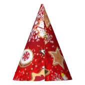 Weihnachtskekse und Schneeflocken auf Rot Partyhütchen (Rückseite)