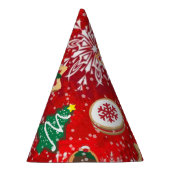 Weihnachtskekse und Schneeflocken auf Rot Partyhütchen (Rechts)