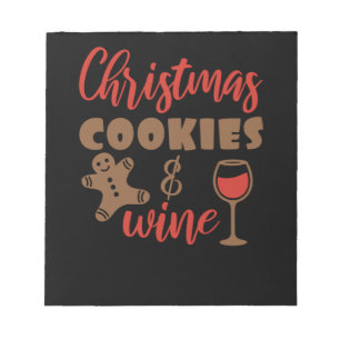 Weihnachtskekse und Wein Notizblock