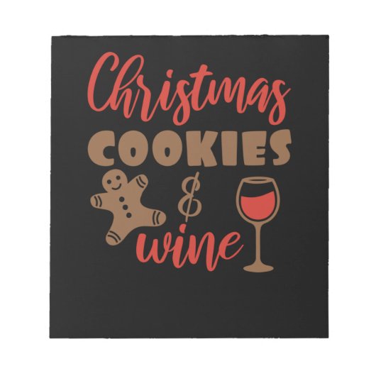 Weihnachtskekse und Wein Notizblock (Vorderseite)