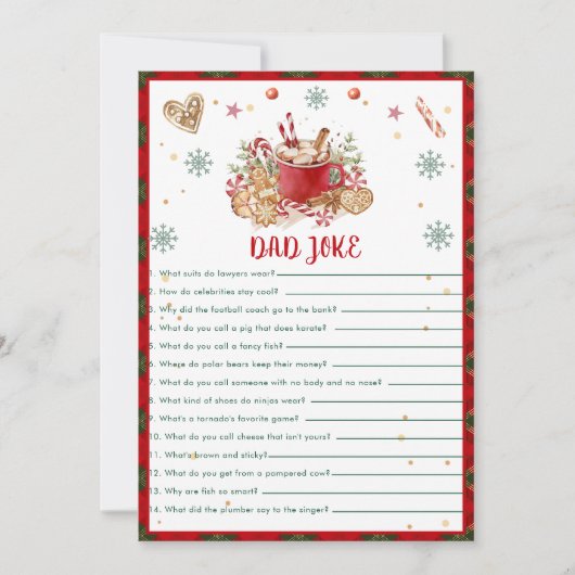 Weihnachtskekse Vater Joke Baby Shower Game Card Einladung (Vorderseite)