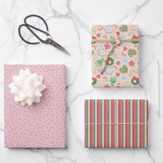 Weihnachtskekse Verpackungspapier Flachblatt-Set Geschenkpapier Set (Vorderseite)