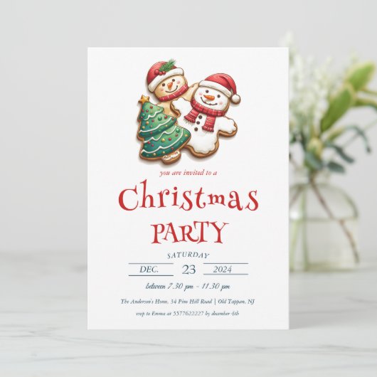 Weihnachtskekse Weihnachts-Party Einladung (Stehend Vorderseite)