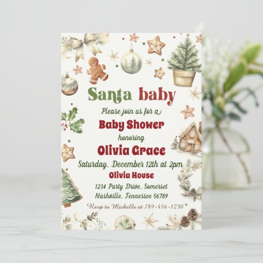 Weihnachtskekse Weihnachtsdusche Einladung (Stehend Vorderseite)