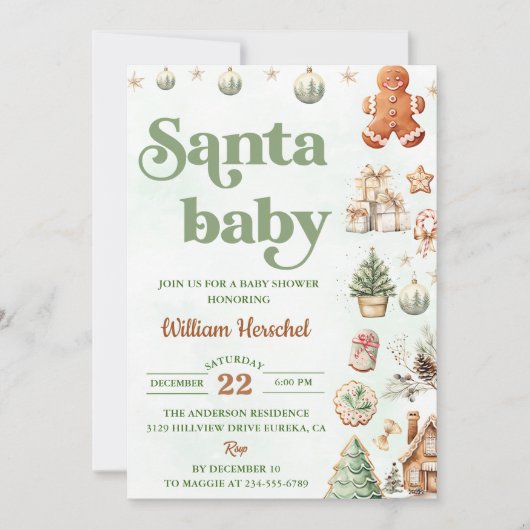 Weihnachtskekse Weihnachtskekse Kinderdusche Party Einladung (Vorderseite)