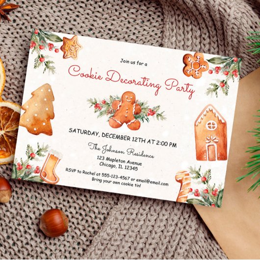 Weihnachtskekse zum Dekorieren von Lebkuchen Party Einladung